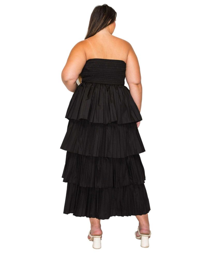 Plus Size Eleni Strapless Pleated Tiered Dress