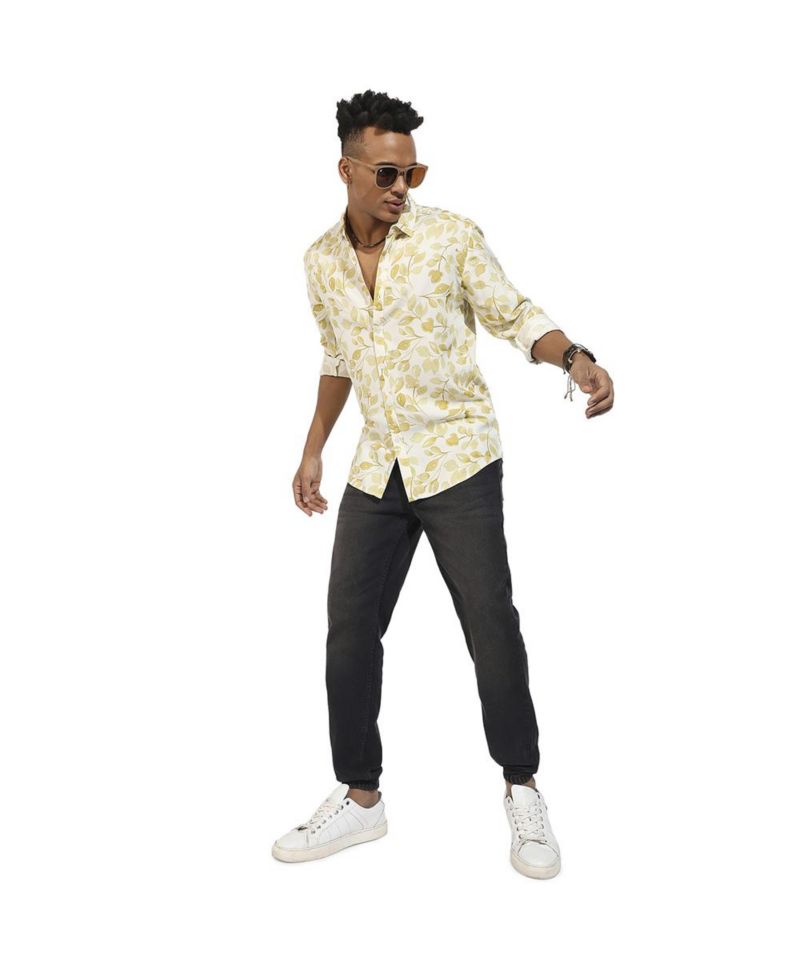 Men's Artistic Foliage Print Shirt
