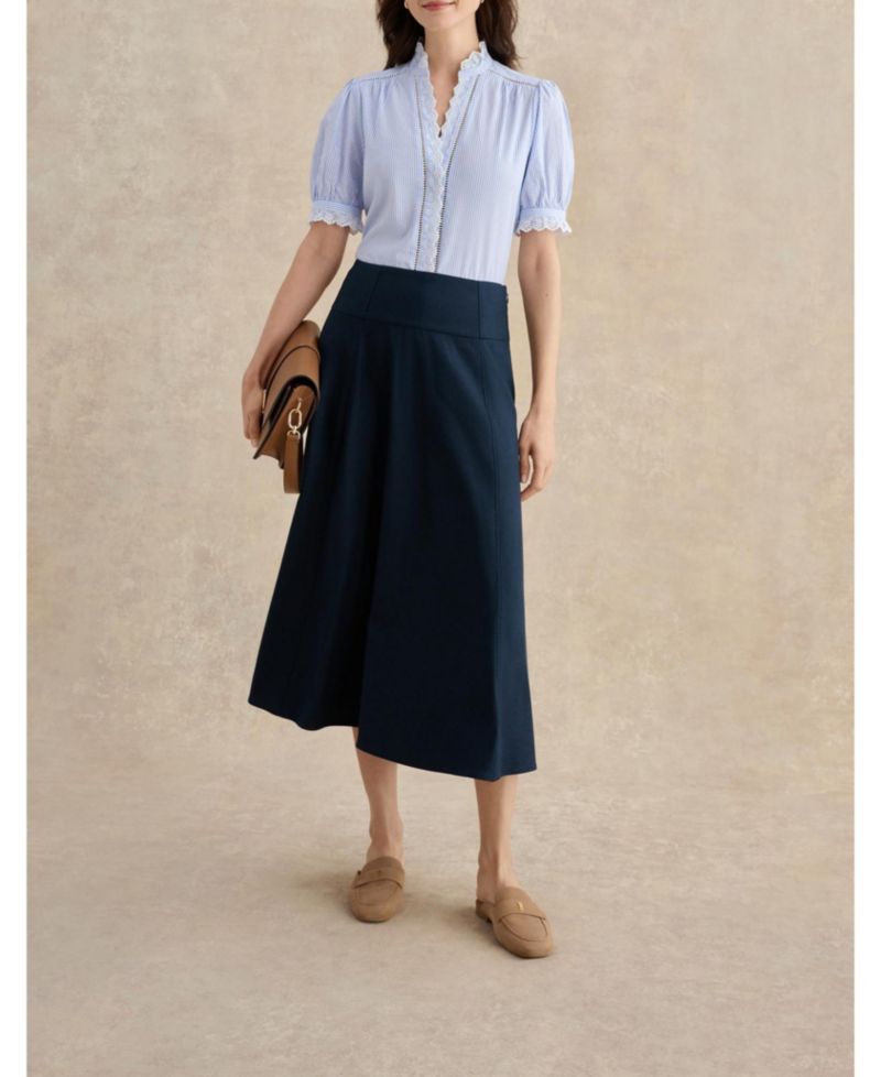 Women's Naima Scalloped Lace Trim Pintuck Blouse