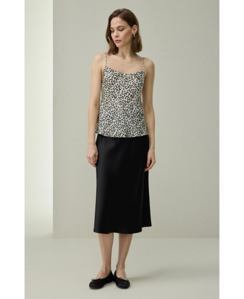 Women's Leopard Print V-Neck Sleeveless Silk Camisole