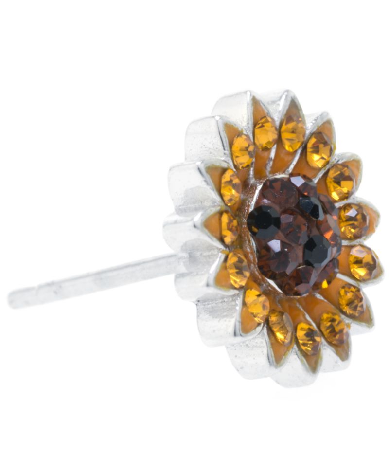 Sunflower Stud Earrings In Sterling Silver