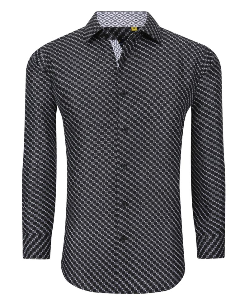 Men's Business Geometric Long Sleeve Button Down Shirt