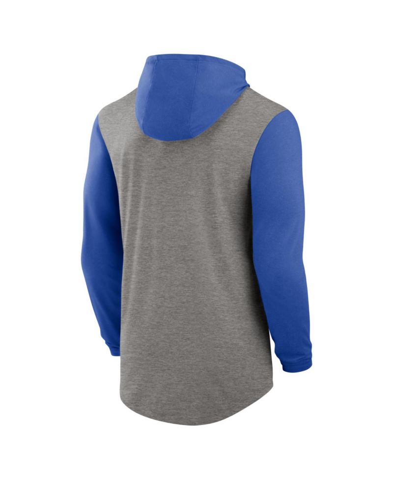 Men's Heather Gray/Royal Duke Blue Devils Campus Legacy Tri-Blend Long Sleeve Hooded T-Shirt