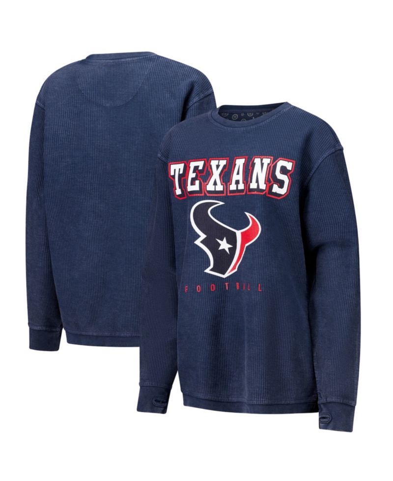 Women's Navy Houston Texans Comfy Cord Pullover Sweatshirt