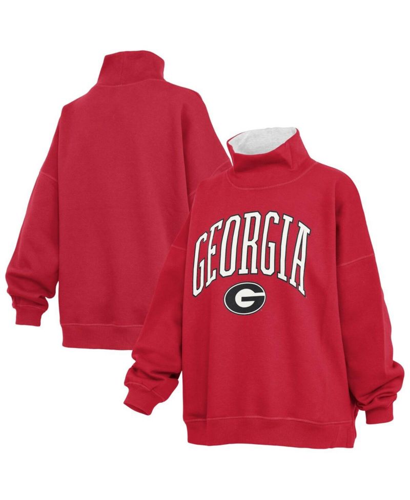 Women's Red Georgia Bulldogs Oversized Mock Neck Sweatshirt