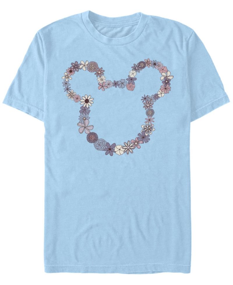 Men's Mickey Flowers Short Sleeve Crew T-shirt