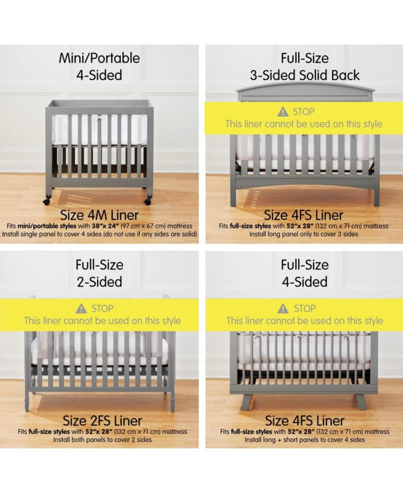 Breathable Mesh Liner for Mini Cribs, Deluxe 4mm Mesh