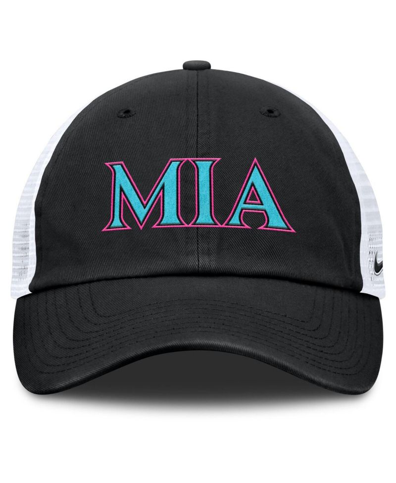 Men's and Women's Black/White Miami Marlins 2025 City Connect Trucker Adjustable Hat