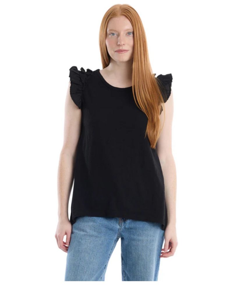 Women's Ruffle Shoulder Tank Tee