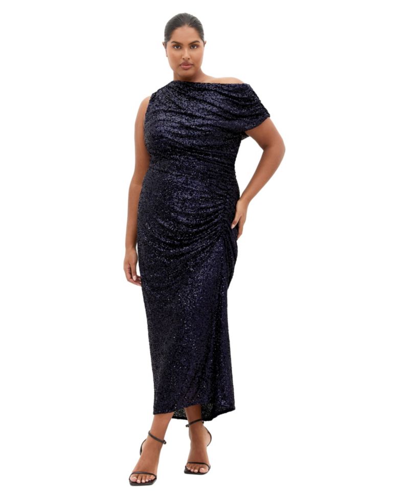 Women's Sequin Star Off Shoulder Maxi Dress