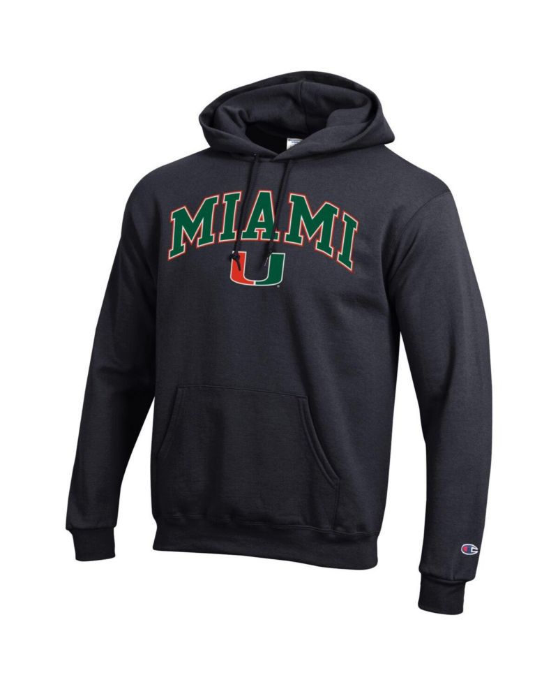 Men's Champion Orange Miami Hurricanes Arch Over Logo Pullover Hoodie