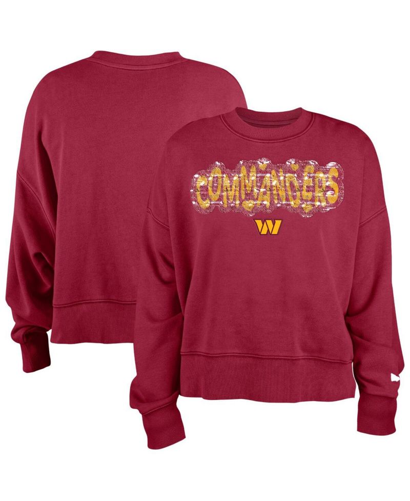 Girl's Burgundy Washington Commanders Flip Sequin Sweatshirt