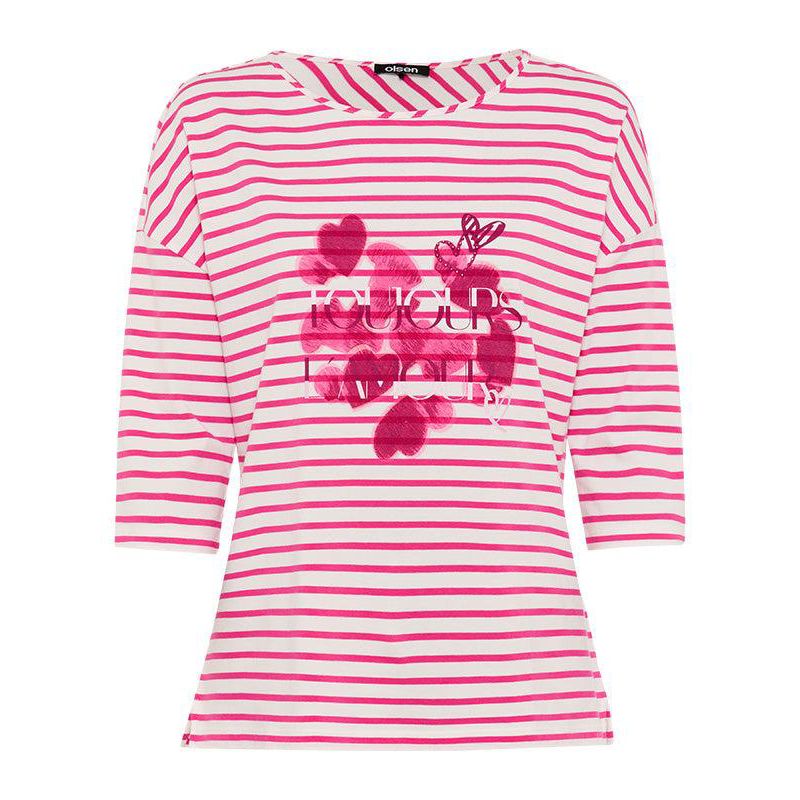 Women's Stripe and Hearts Print T-Shirt