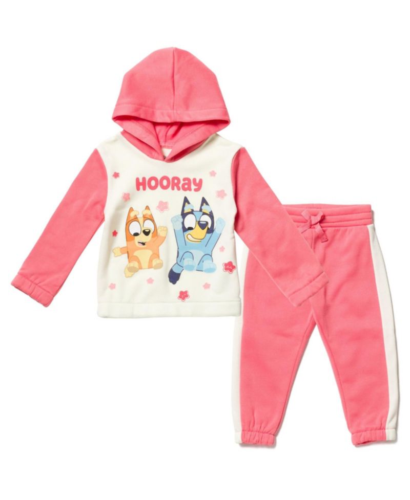 Girls Pullover Hoodie and Fleece Pants Outfit Set