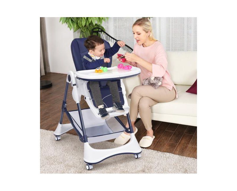 A-Shaped High Chair with 4 Lockable Wheels
