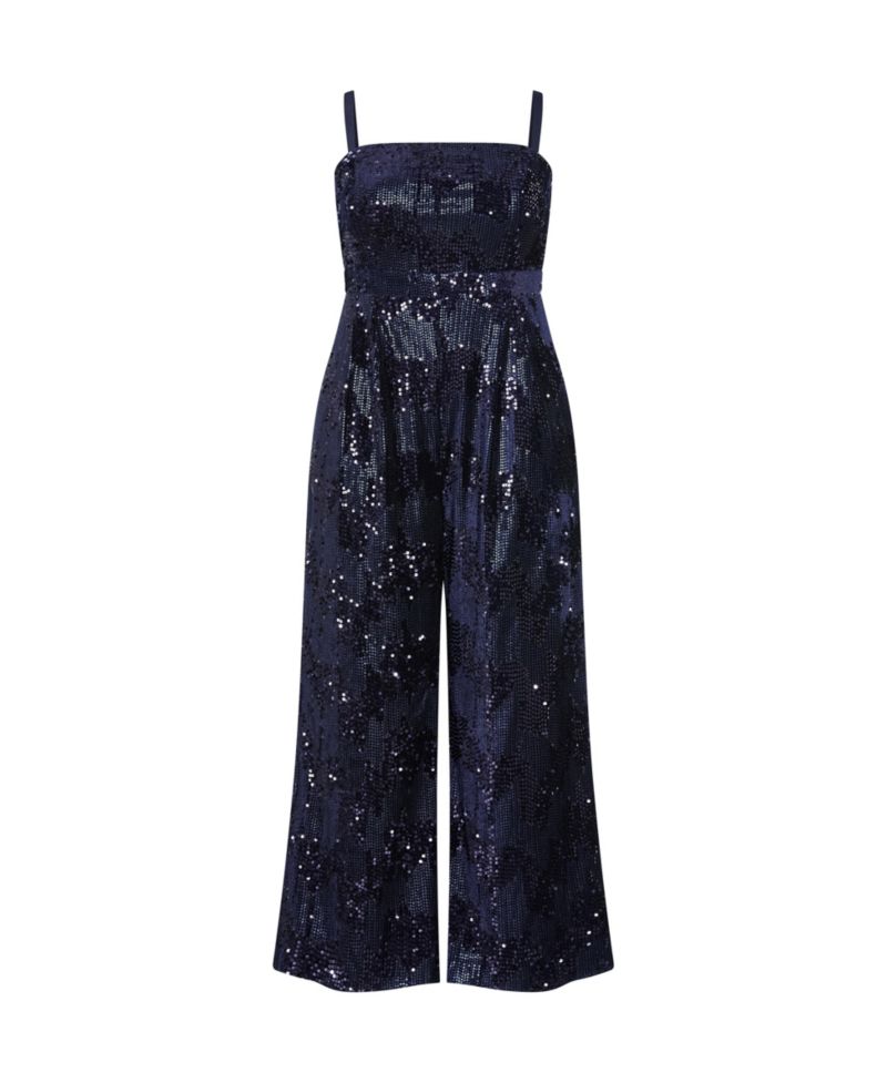 Plus Size Glimmer Sequin Strapless Jumpsuit