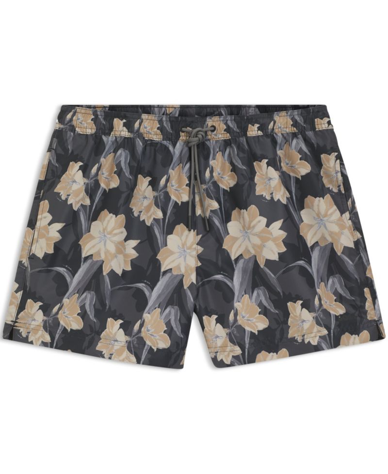 Men's Logo Detail Floral-Print Swim Shorts