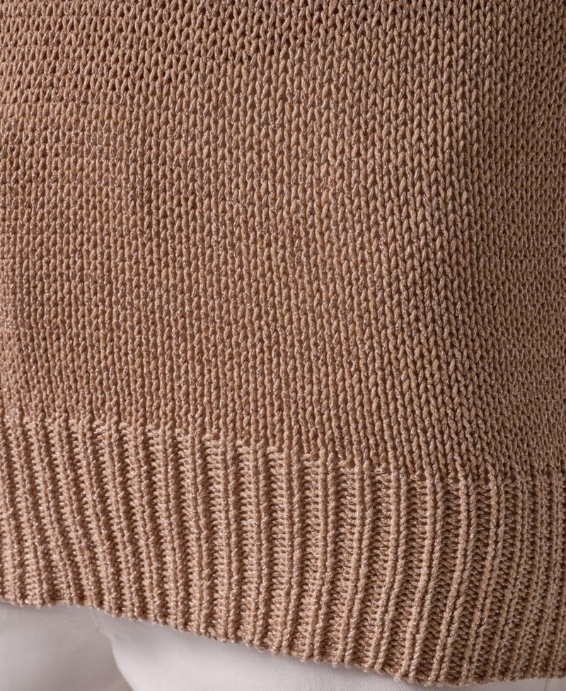 Women's Short Sleeve Relaxed Fit Lurex Sweater