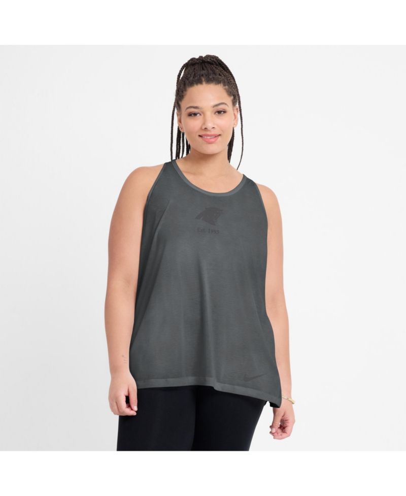 Women's Gray Carolina Panthers Glory Crisscross Performance Tank Top