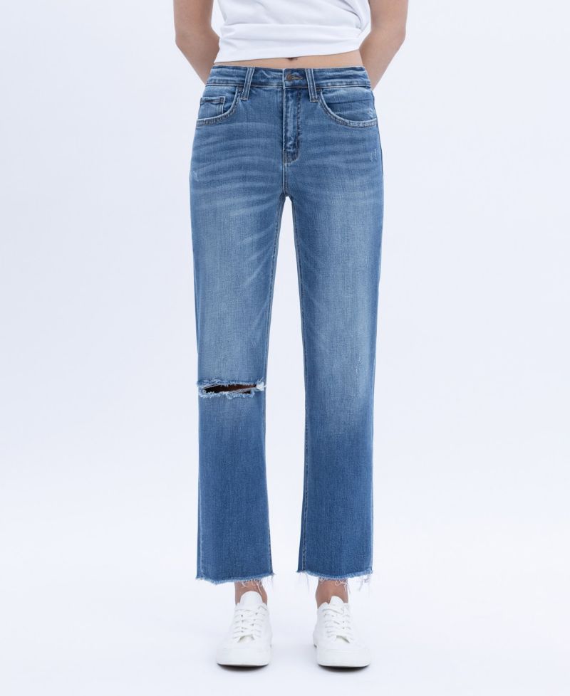 Women's Mid Rise Crop Straight Jeans