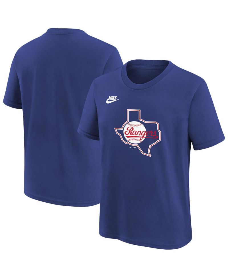 Big Boys and Girls Royal Texas Rangers Cooperstown Collection Team Logo T-Shirt