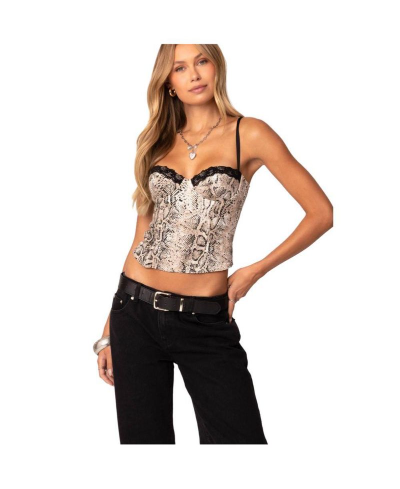 Women's Snakeskin Denim Corset