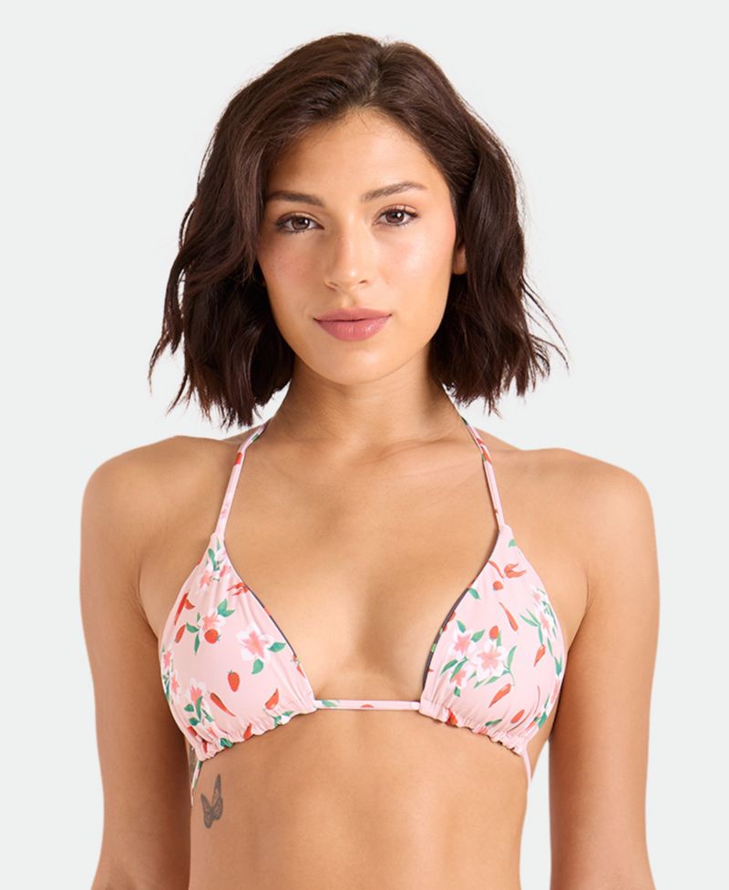 Women's Floral Print Adjustable Straps Bikini Top