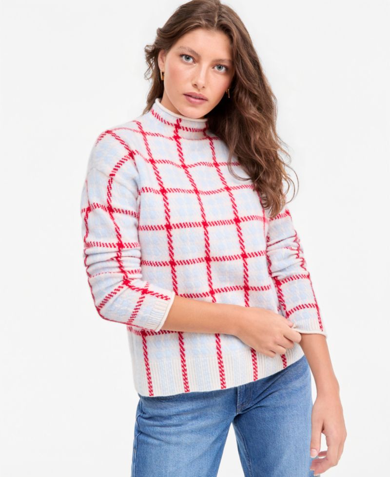 Women's 100% Cashmere Cable-Knit Funnel-Neck Pullover Sweater