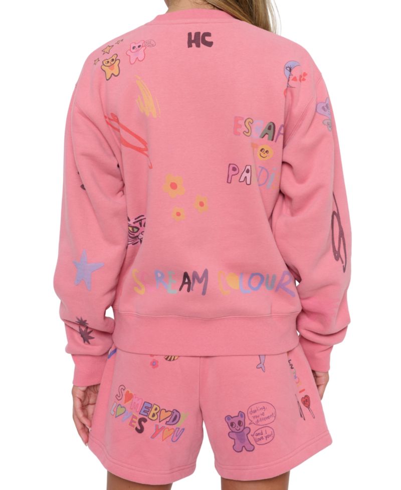 Juniors' Somebody Loves You Graphic Long-Sleeve Cotton-Blend Sweatshirt