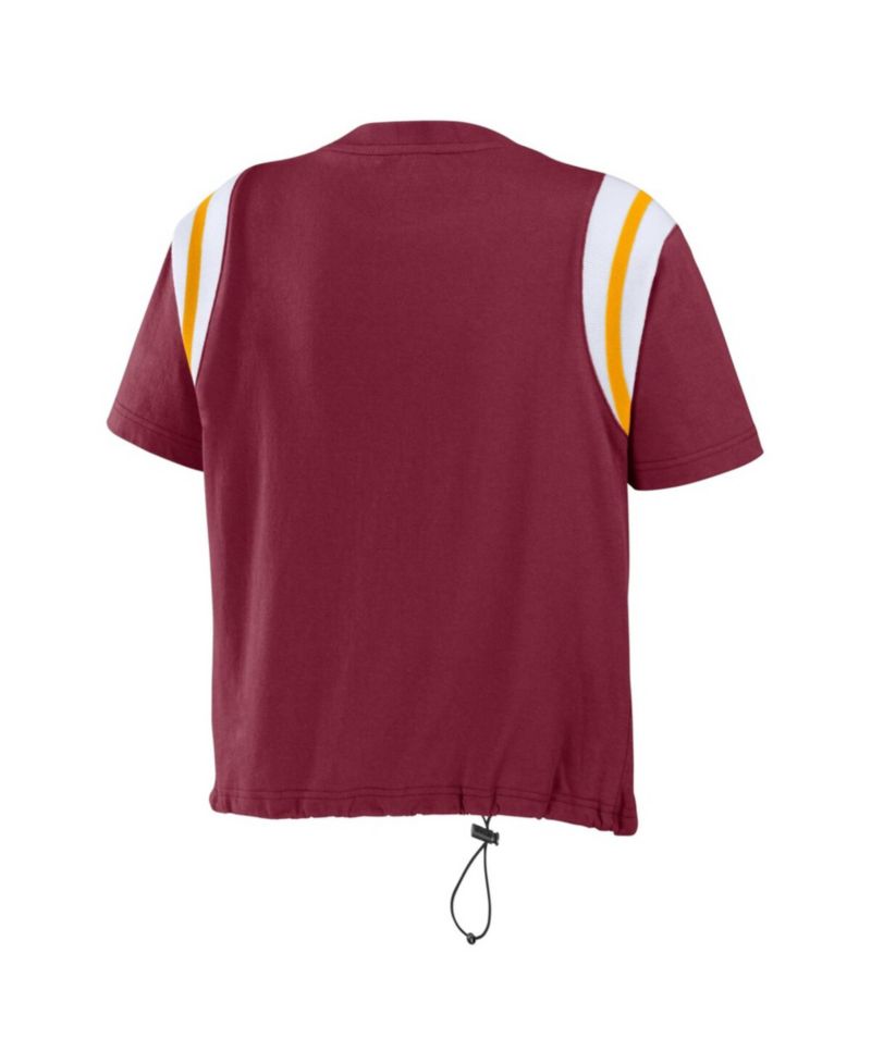 Women's Burgundy Washington Commanders Cinched Color Block T-Shirt