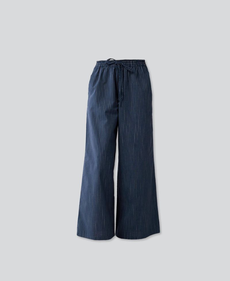 Women's Wide-leg Drawstring Pants with Stripes