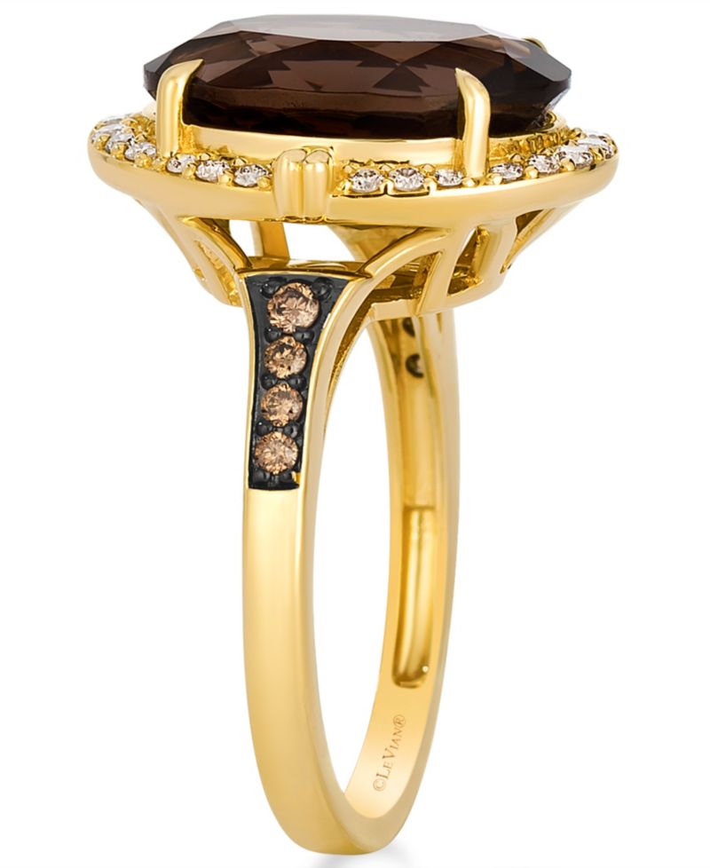 Smokey Quartz (4-13/20 ct. t.w.), Chocolate Diamond (1/10 ct. t.w.) & Nude Diamond (1/5 ct. t.w.) Ring in 14k Honey Gold