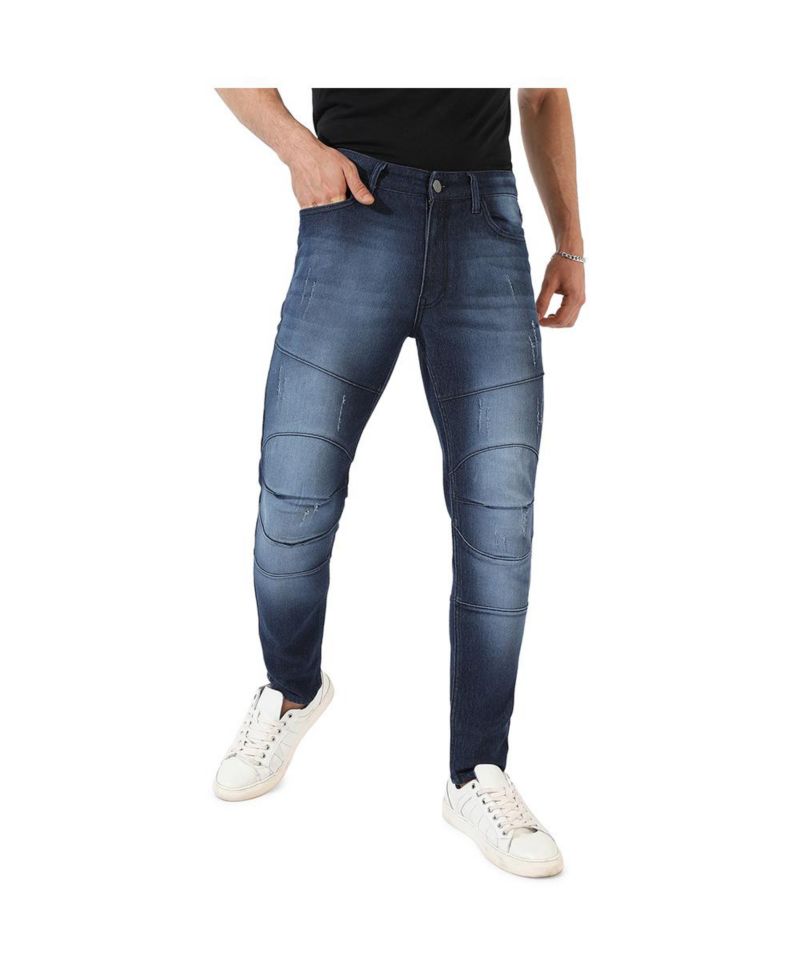 Men's Navy Blue Dark-Wash Denim Jeans