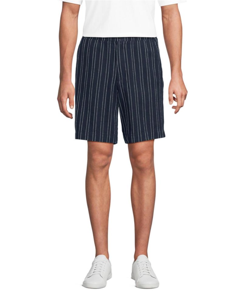Men's 7" Linen Cotton Elastic Waist Short