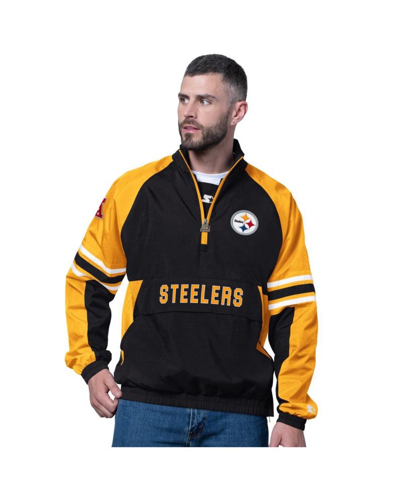 Men's Black Pittsburgh Steelers Prospect Half-Zip Pullover Sweatshirt