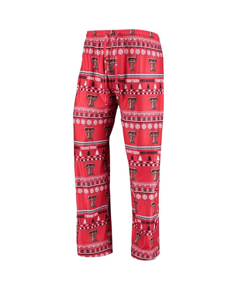 Men's Red Texas Tech Red Raiders Ugly Sweater Long Sleeve T-shirt and Pants Sleep Set