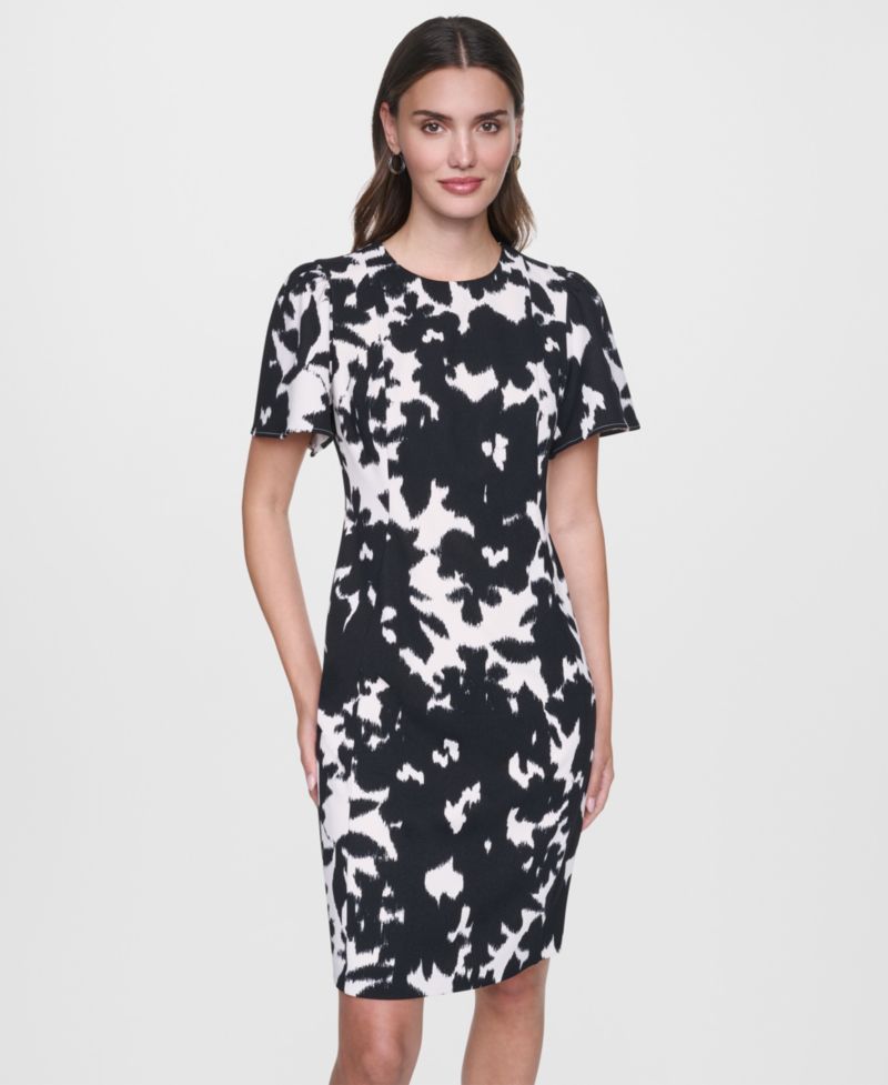 Women's Flutter-Sleeve Printed Dress