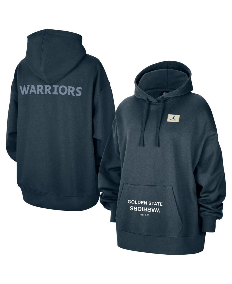 Women's Navy Golden State Warriors Courtside Statement Edition Oversize Pullover Hoodie