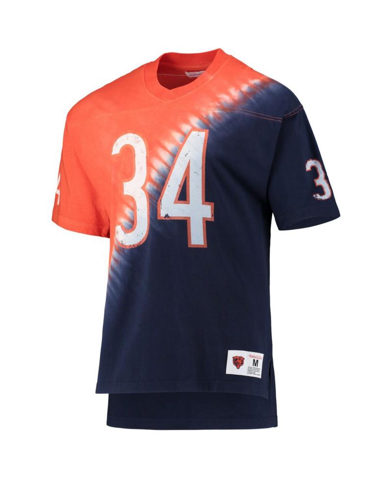 Men's Walter Payton Orange, Navy Chicago Bears Retired Player Name and Number Diagonal Tie-Dye V-Neck T-shirt