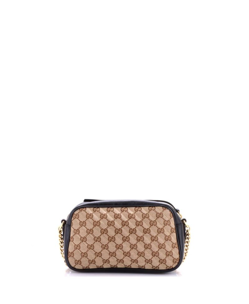 Small GG Marmont Shoulder Bag Diagonal Quilted GG Canvas with Leather