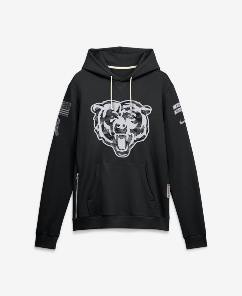 Men's Black Chicago Bears 2026 Salute to Service Sideline Pullover Hoodie