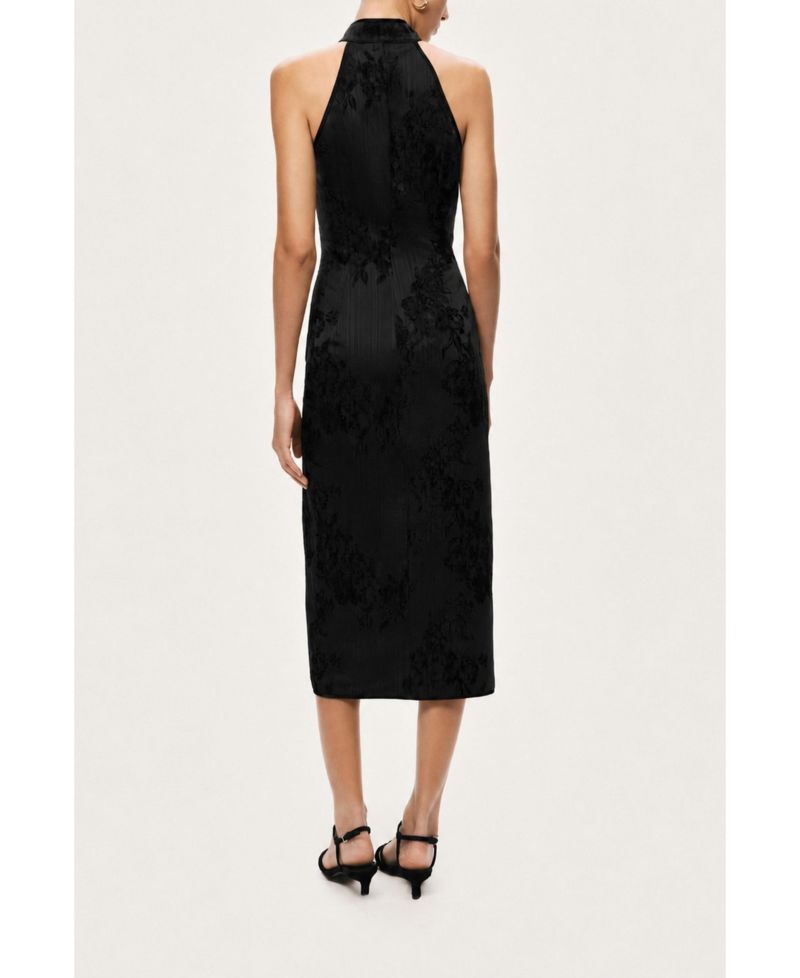 Women's High-Neck Button-Detail Midi Dress
