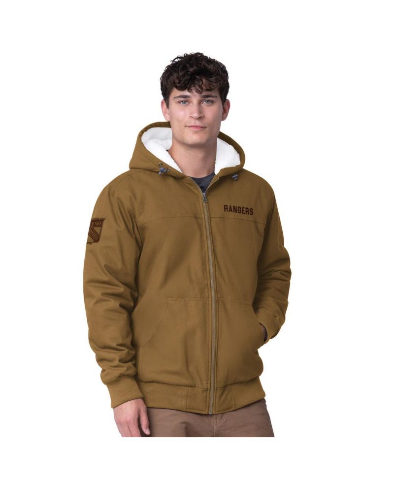 Men's Tan New York Rangers Build Up Full-Zip Hoodie Jacket