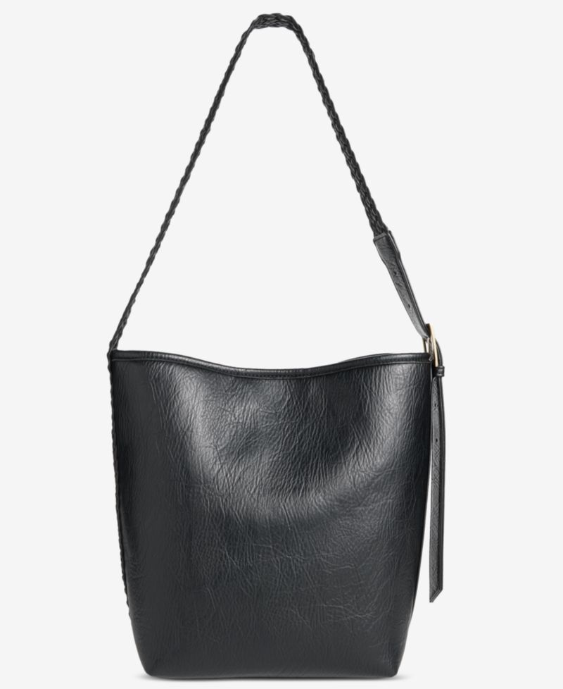 Braided-Edge Soft Bucket Bag
