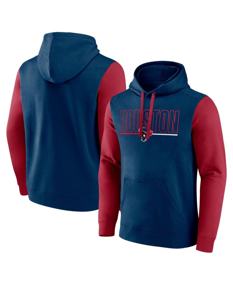 Men's Navy/Red Houston Texans Outline Pullover Hoodie
