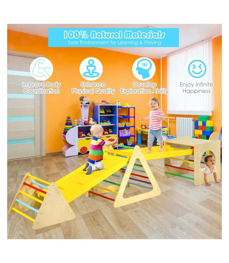 Toddler 5 in 1 Triangle Climber Play Gym Set with 2 Ramps