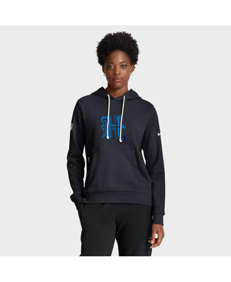 Women's Navy Houston Texans Throwback Sideline Standard Issue Dri-FIT Hoodie