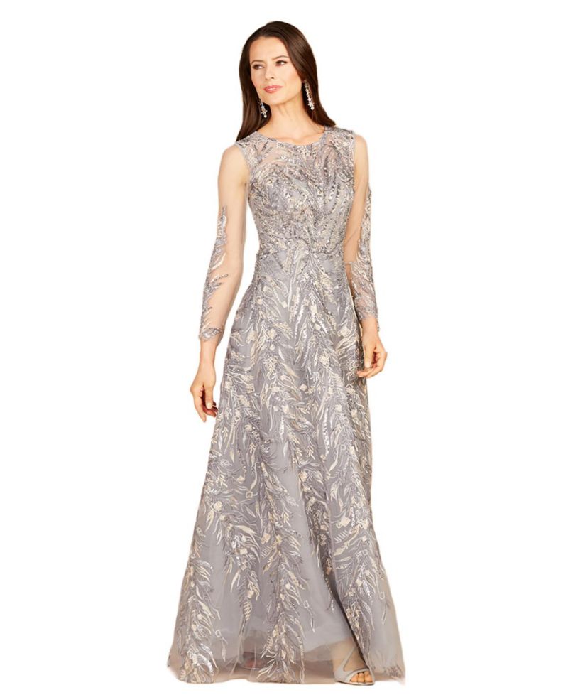 Women's High Neck, Long Sleeve Ball Gown