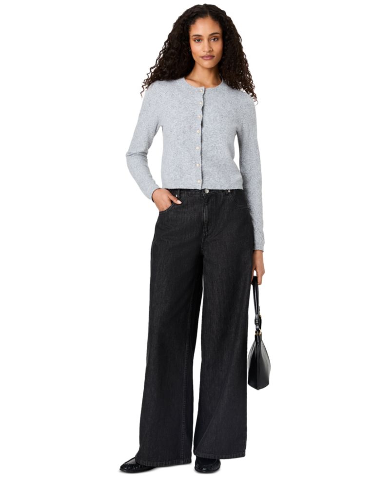 Women's Dakota Cropped Pointelle Cardigan Sweater