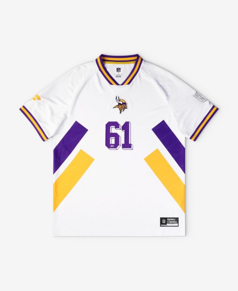 Big Boys and Girls White Minnesota Vikings Football x Football V-Neck Fan Jersey